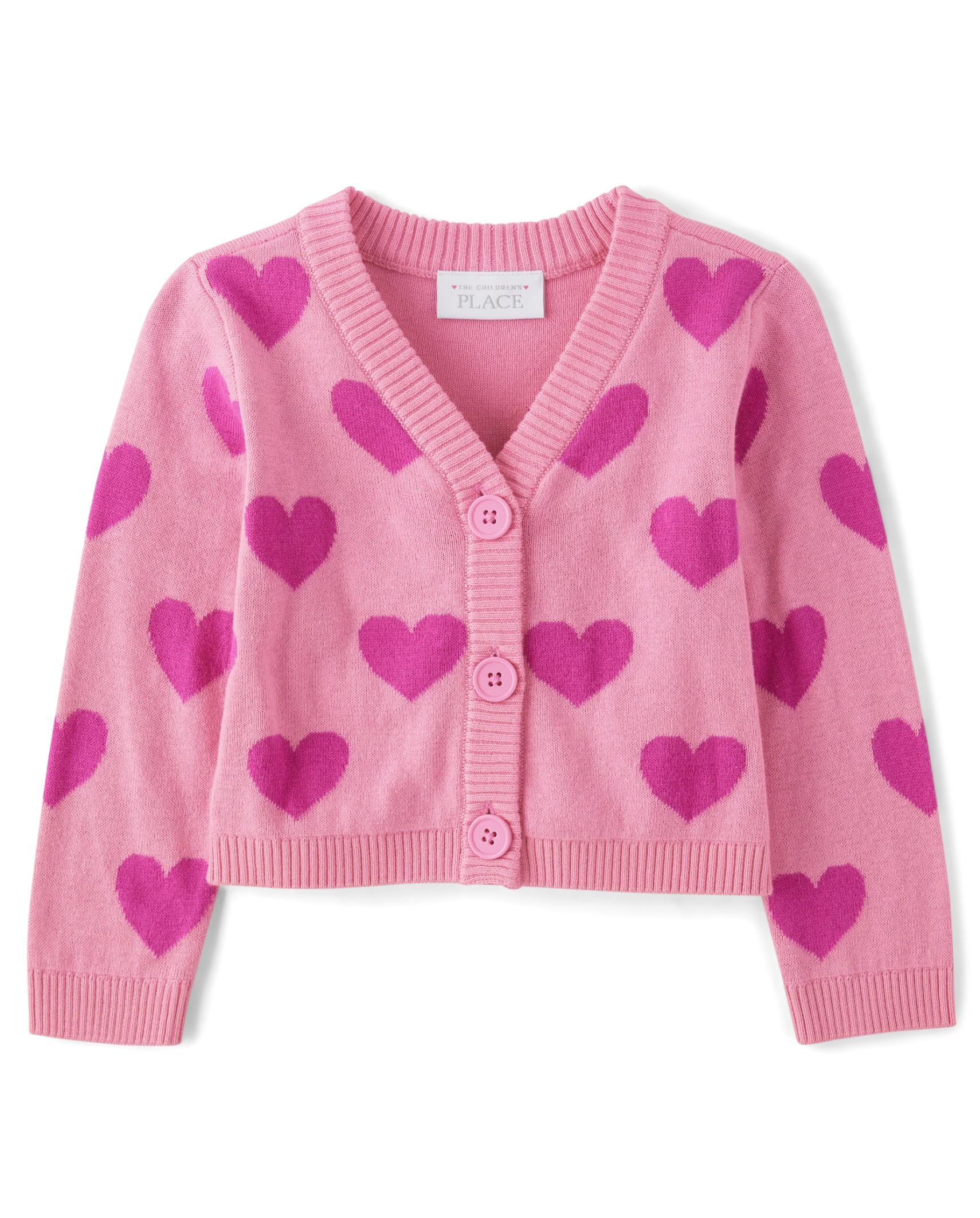 Toddler Girls Heart Cardigan - bright pink | The Children's Place