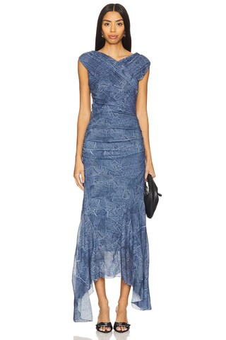 Marl Mesh Long Ruched Crossover Dress
                    
                    Ganni | Revolve Clothing (Global)