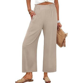 ANRABESS Womens Wide Leg Palazzo Pants Summer Beach High Waisted Cropped Flowy Pants 2026 Dressy ... | Amazon (US)