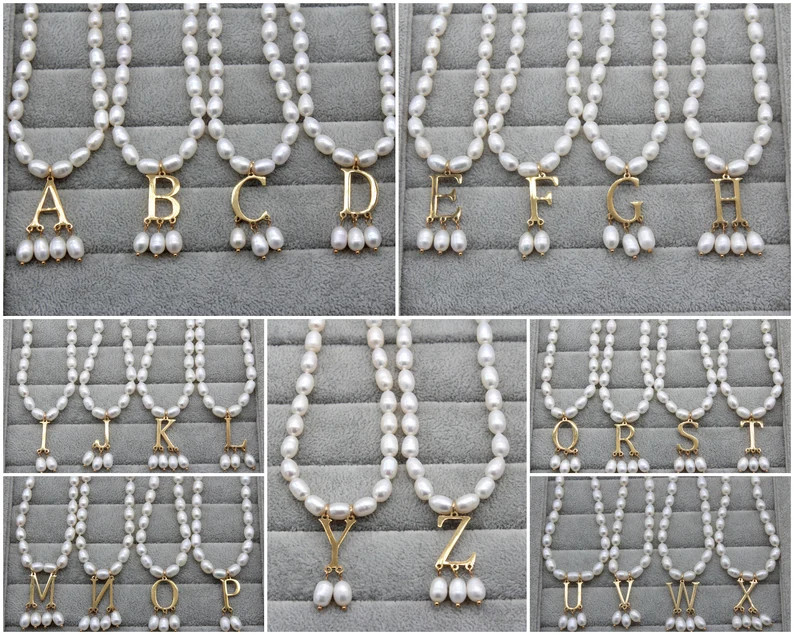 Custom Necklace, Anne Boleyn Necklace Tudor Jewelry, Initial Necklace Gold, White Baroque Pearl N... | Etsy (US)