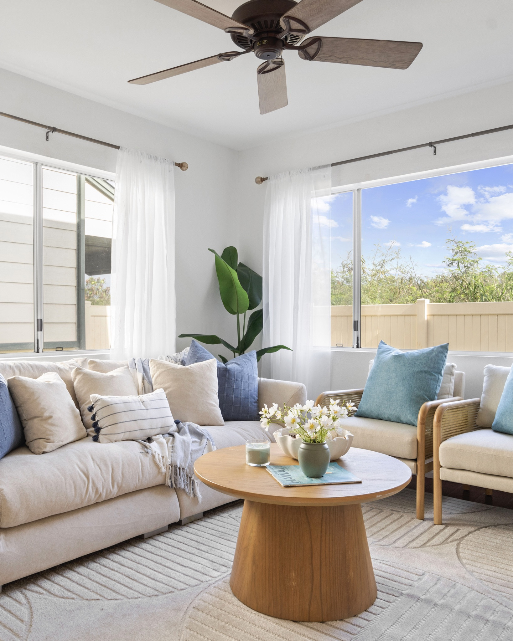 Our Ewa Beach Project features a bright and airy living space with a touch of blues

#LTKHome #LTKFindsUnder50