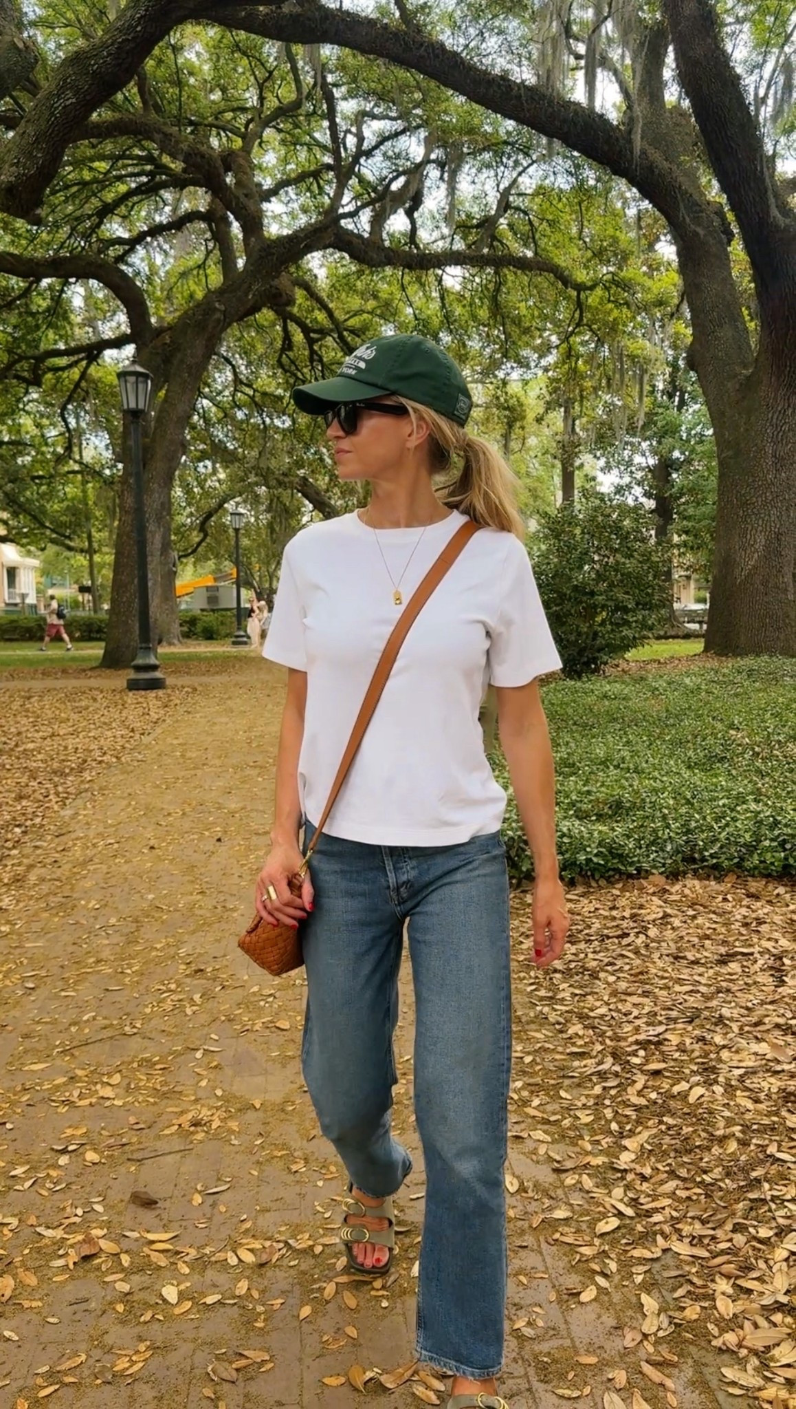Simple travel outfit. 

White boxy tee: TTS, wearing S
Straight leg jeans: TTS
Olive sandals: TTS



#LTKgrwm #LTKdayinmylife #LTKTravel