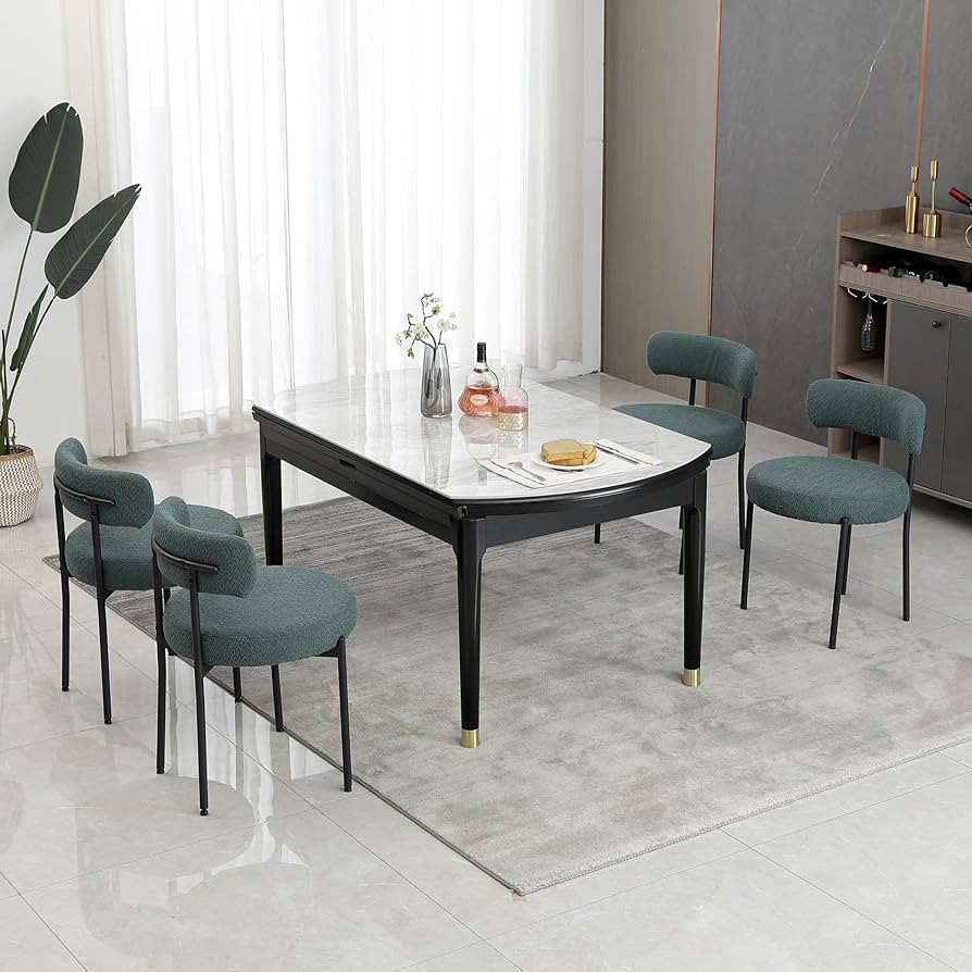 DYHOME Dining Chairs Set of 4, Kitchen Dining Room Chairs, Mid-Century Modern Dining Chairs, Curv... | Amazon (US)