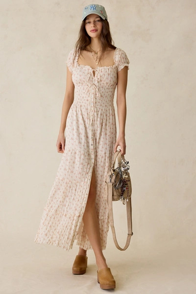 Kimchi Blue Samira Puff Sleeve Smocked Button-Front Layering Maxi Dress | Urban Outfitters (US and RoW)