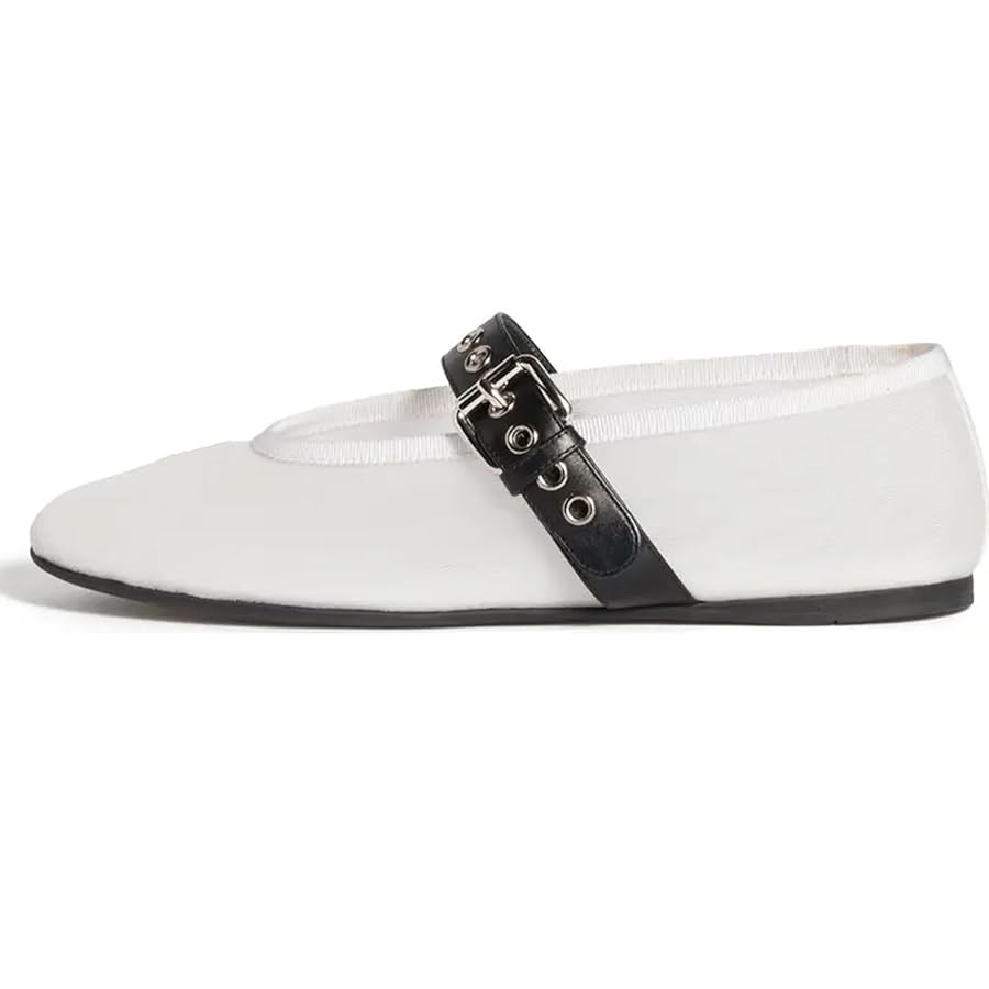 Mesh Ballet Flats for Women Buckle Strap Round Toe Mary Jane Flats Slip On Comfortable Casual Dre... | Amazon (US)