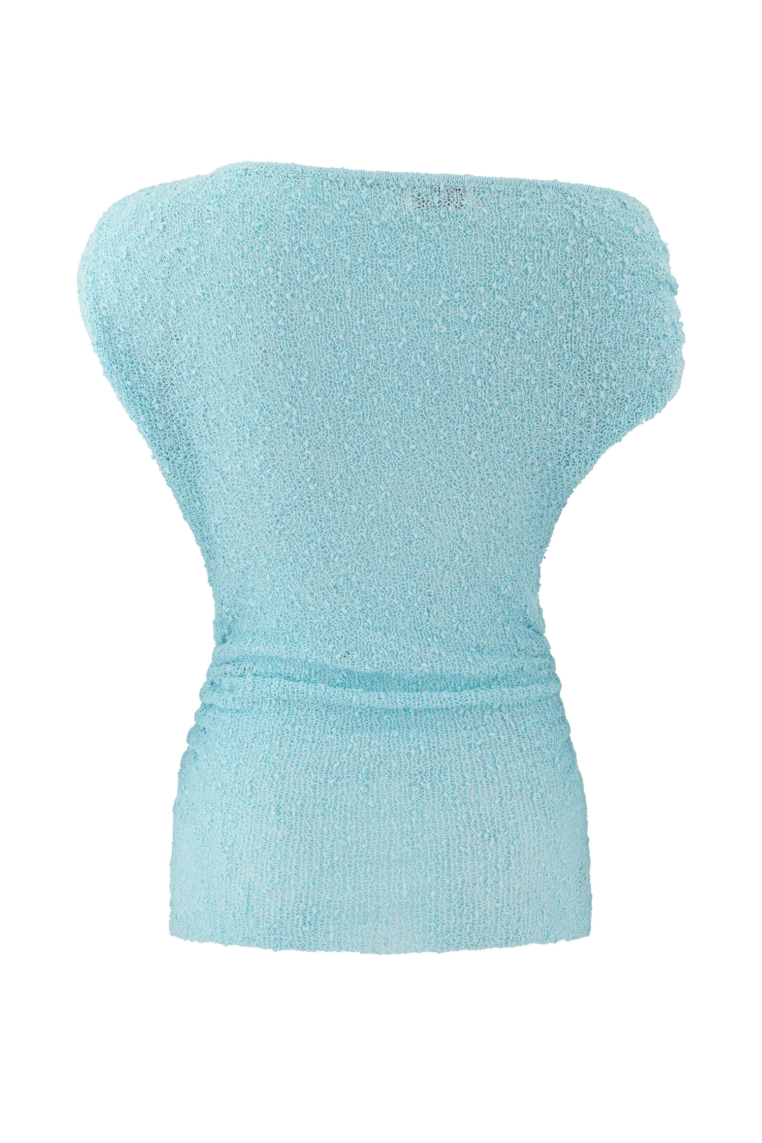 Chloe Off Shoulder Boucle Knit Top - Light Blue | MESHKI US