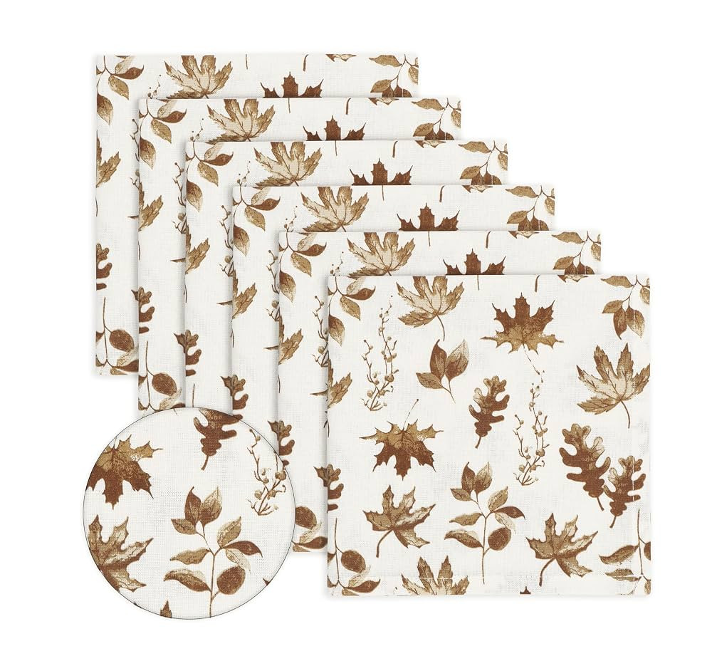 PurpleEssences Rust Fall Napkins, Maple Leaves 18x18 Fall Cloth Napkins Set of 6, 100% Cotton Aut... | Amazon (US)