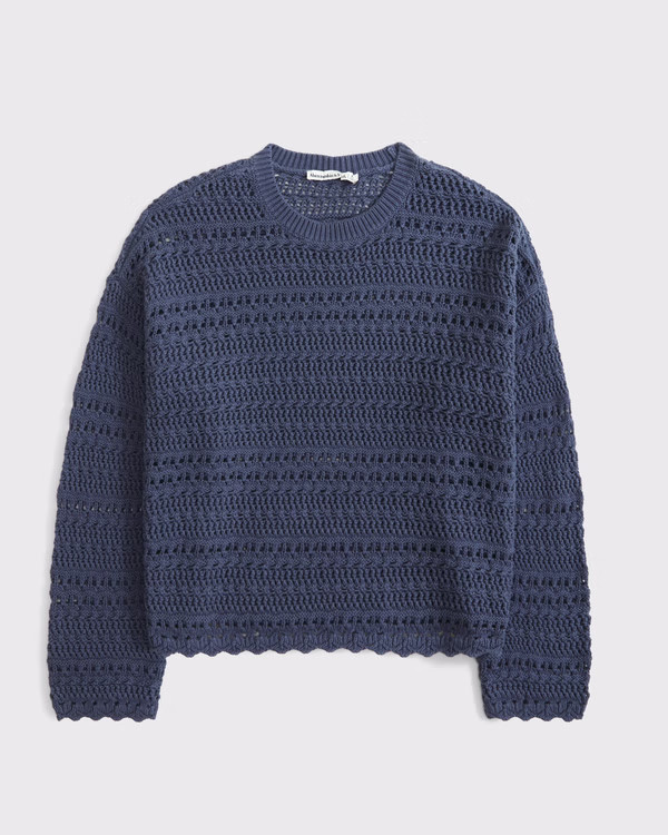 Textural Open-Stitch Crew Sweater | Abercrombie & Fitch (US)