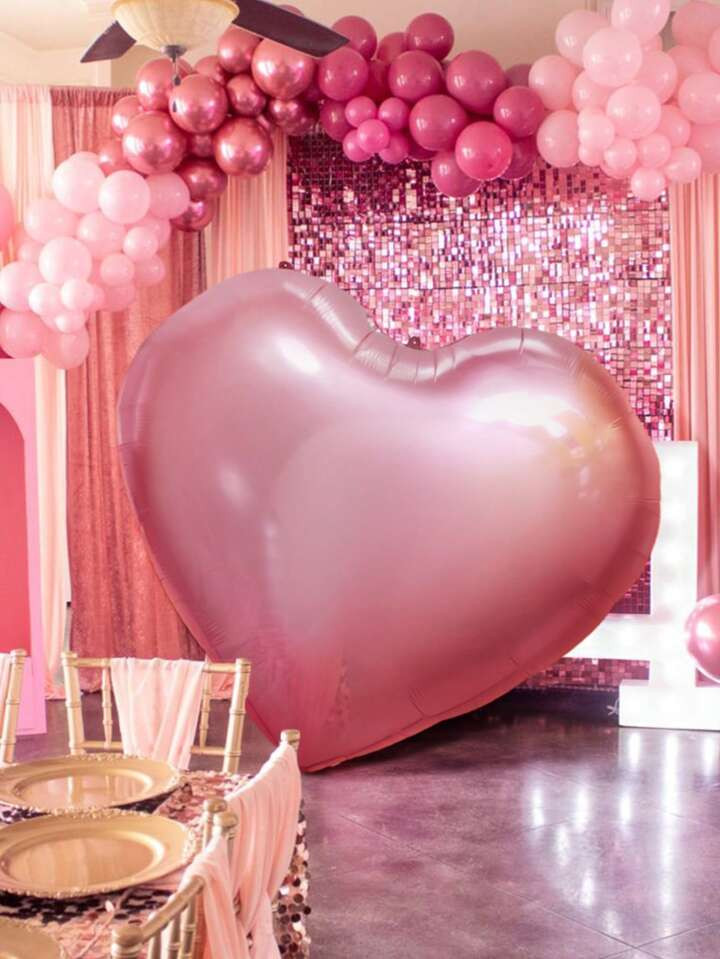 1pc 70-Inch Large Rose Gold Nylon Heart Balloon (Without Marker), Suitable For Helium Or Air, Gia... | SHEIN
