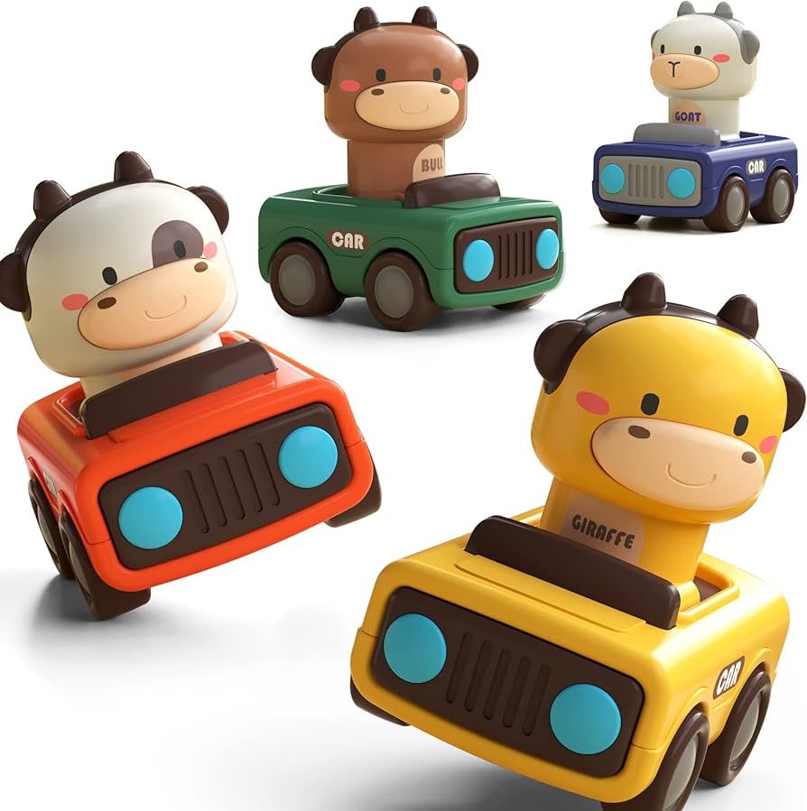 iPlay, iLearn Press and Go Car Toys for Toddlers 1-3, Baby Animal Racing Cars, Infant Play Vehicl... | Amazon (US)