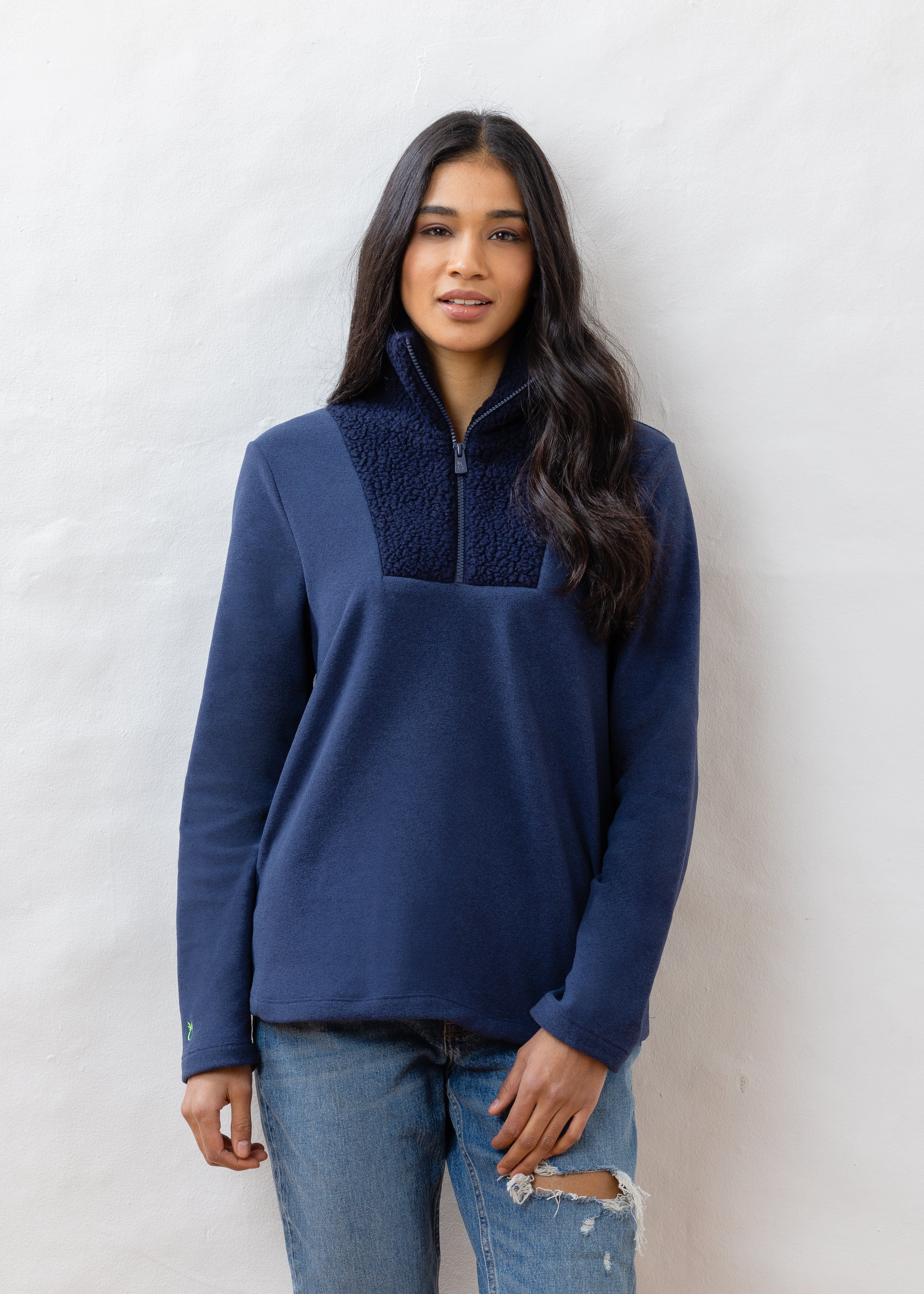 Heron Lane Pullover in Terry Fleece (Navy) | Dudley Stephens