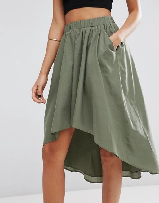 ASOS Skirt with Dip Back in Luxe Cotton | ASOS US