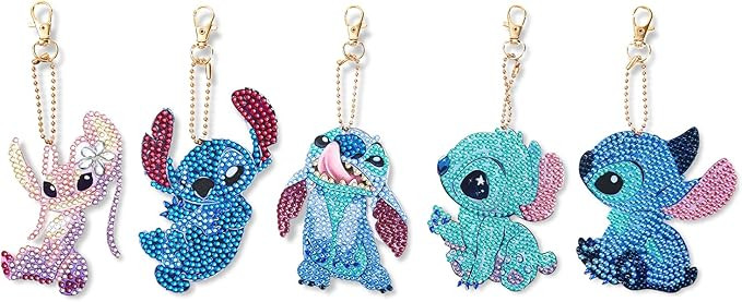 5 Pack Stitch Diamond Painting Kits Keychains,DIY 5D Full Drill Special Shape Rhinestone Painting... | Amazon (US)