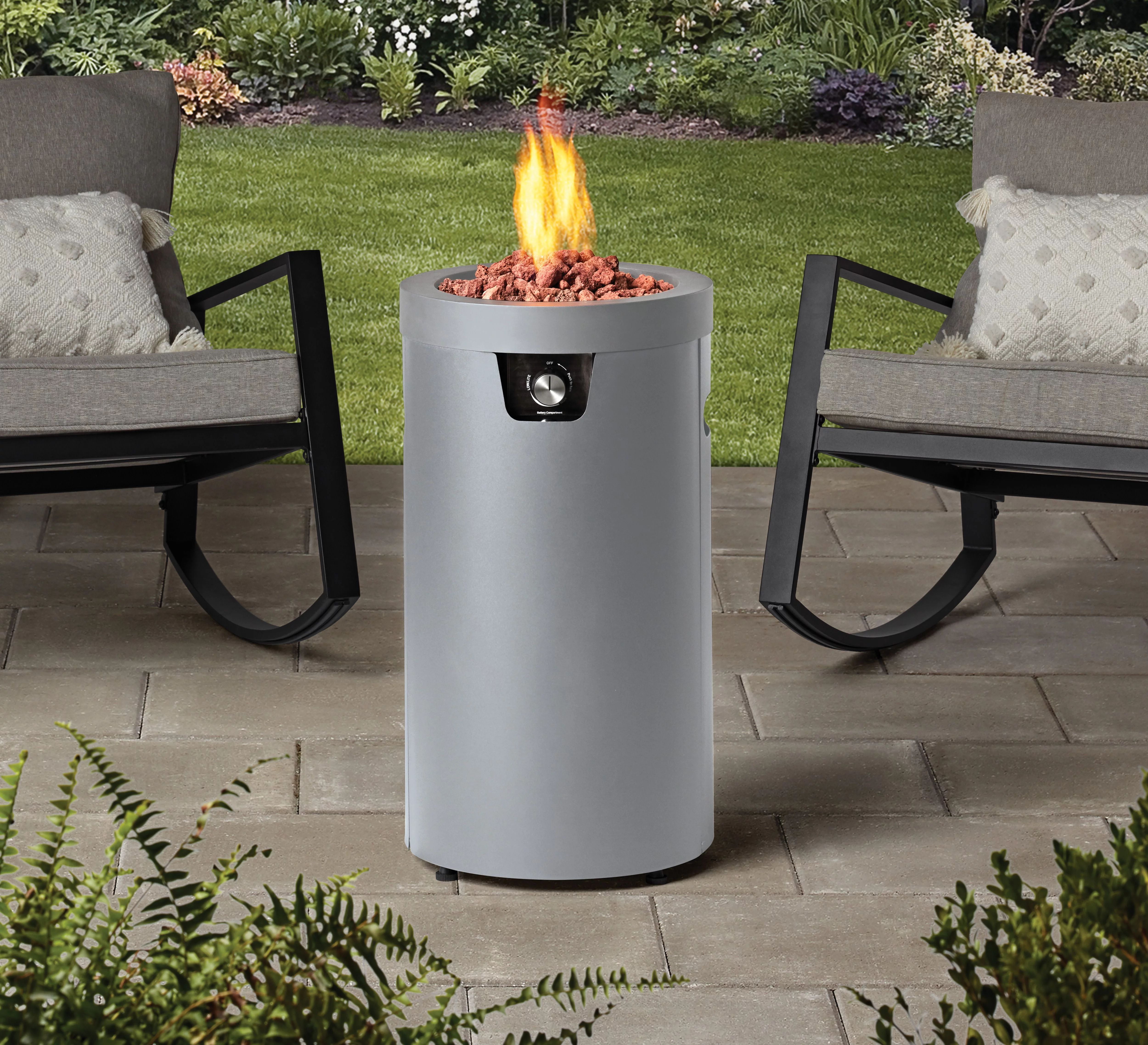 Mainstays 28-inch Tall Column Propane Gas Outdoor Fire Pit, Concrete Gray Finish - Walmart.com | Walmart (US)