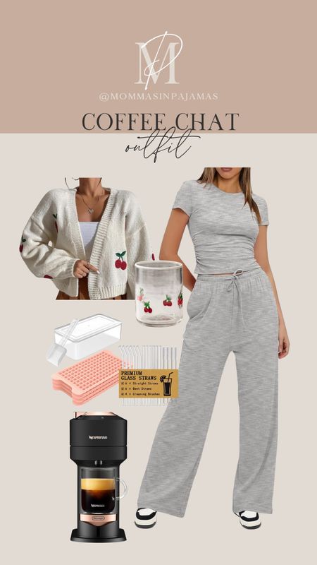 Love this coffee chat look summer edition!! Cherry cardigan, gray set, anthro glasses, cozy summer look, coffee look, summer cardigan, coffee chat look, work from home, matching set

#LTKSeasonal #LTKFindsUnder50 #LTKStyleTip