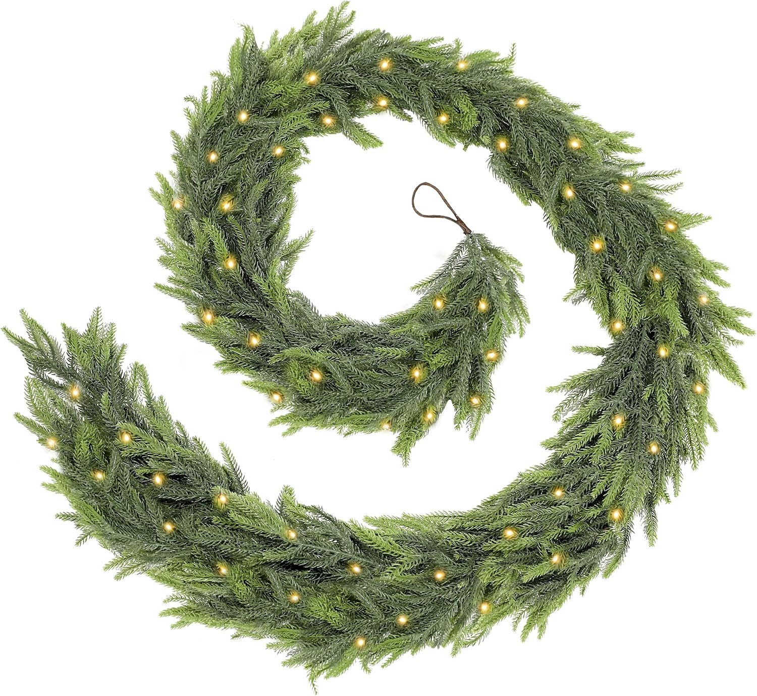 9FT Christmas Garland with Lights, Norfolk Pine Garland Decor for Xmas | Amazon (US)