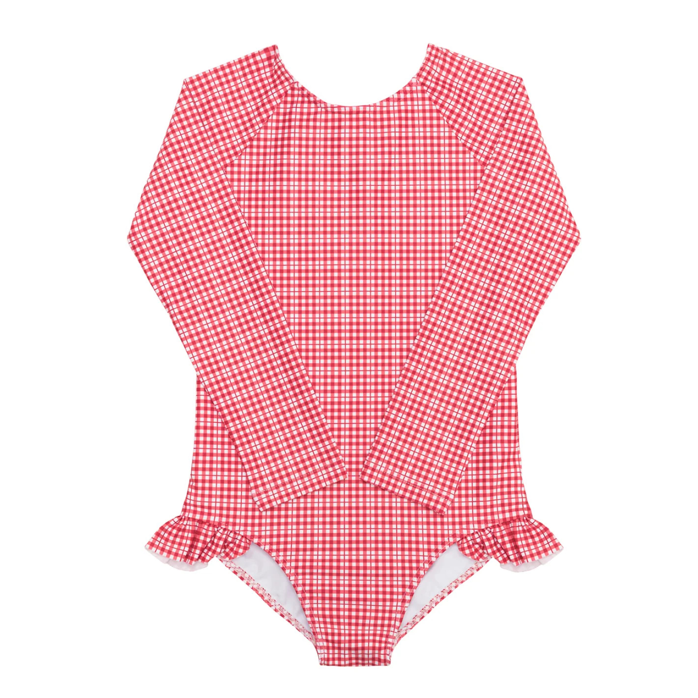 girls poppy gingham rashguard one piece | minnow