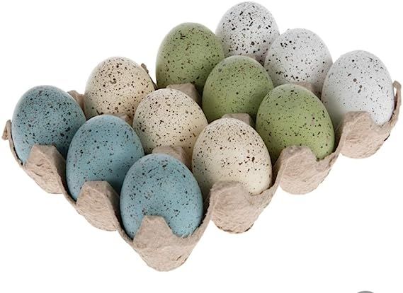 Set of 12 Speckled Eggs Easter Eggs in Carton Faux Easter Eggs Easter Decorations Centerpiece VAS... | Amazon (US)