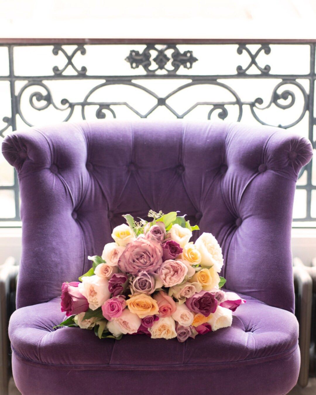 Paris Photograph Purple Chair With English Roses in a Paris - Etsy | Etsy (US)