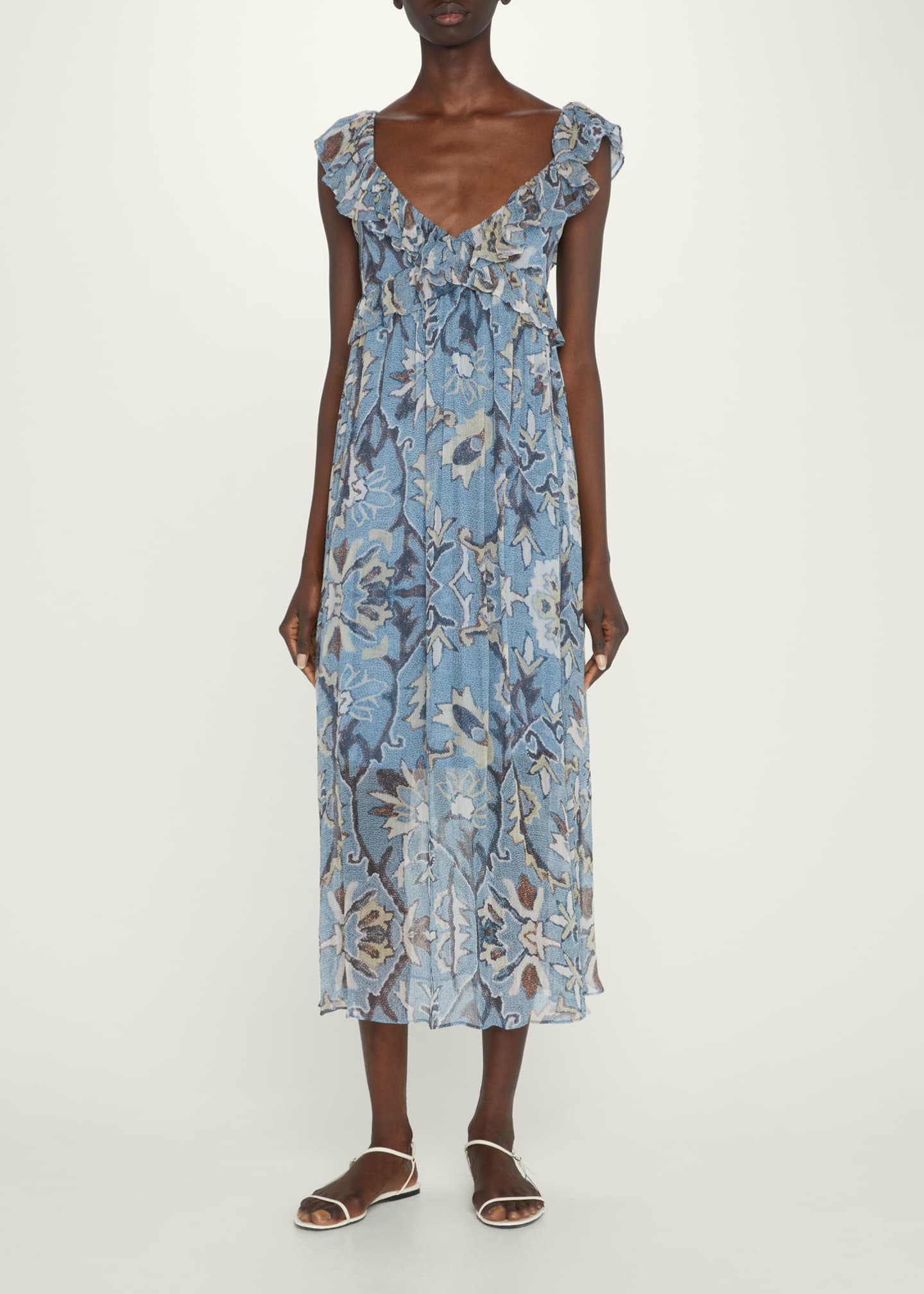 Hannah Artwear Dara Tie-Back Floral Midi Dress | Bergdorf Goodman