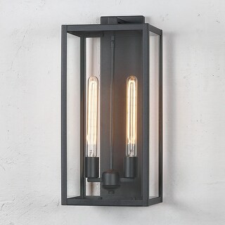 Forti 2-Light Modern Black Outdoor Wall Sconce Lantern Light - 20.5"H - 20.5in H - Bed Bath & Bey... | Bed Bath & Beyond