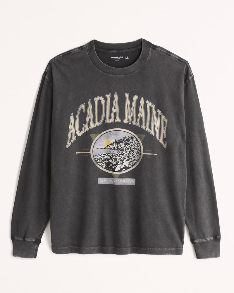 Men's Long-Sleeve Acadia Park Graphic Tee | Men's Tops | Abercrombie.com | Abercrombie & Fitch (US)