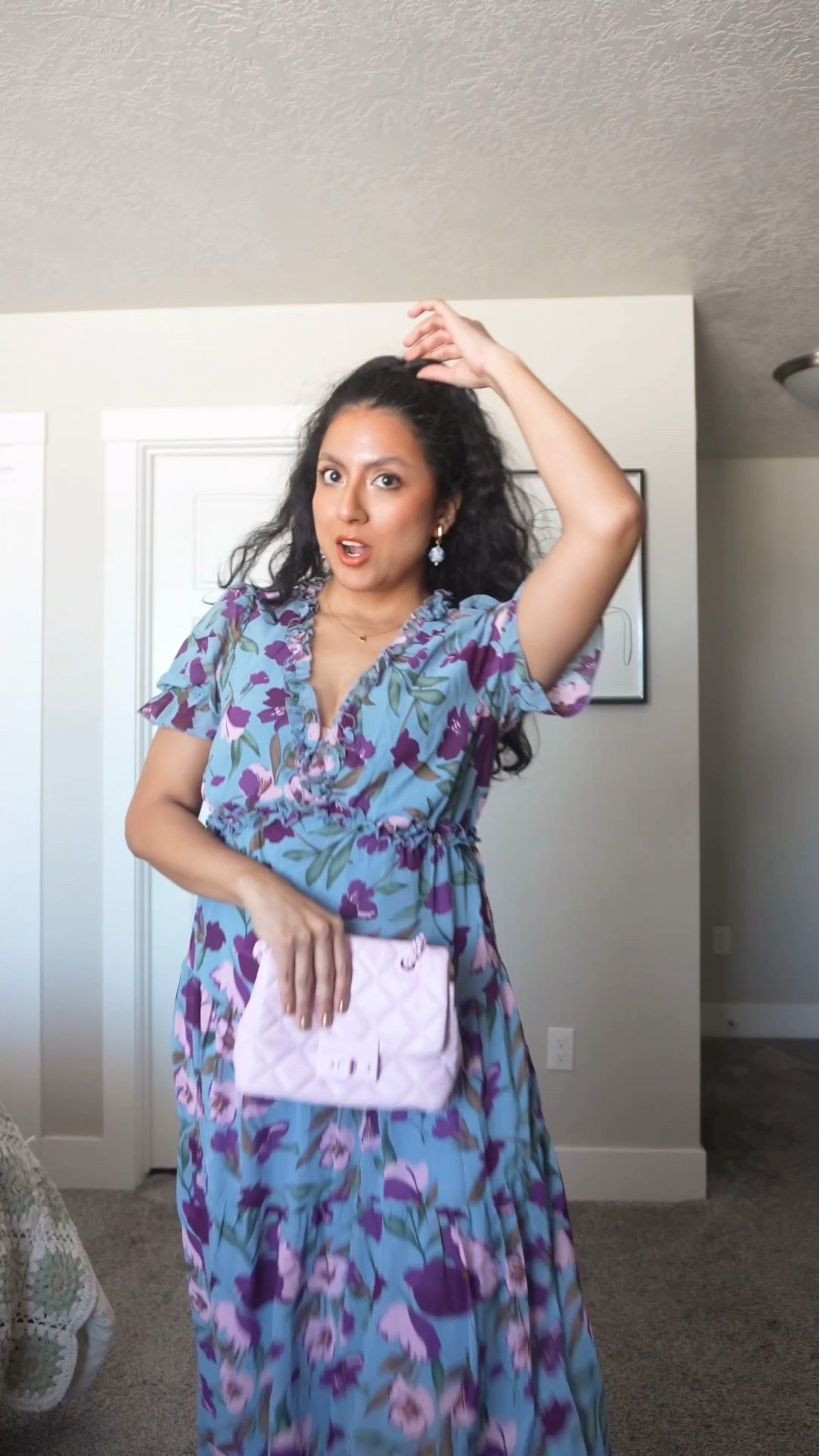 Wearing the size medium for the shirts and dress.

The denim vest and cream shirt are small. 
I’m 5’2”, 135 lbs for reference 