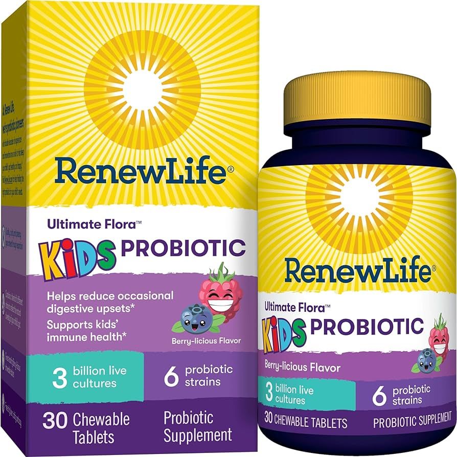 Renew Life Kids Chewable Probiotic Tablets, Daily Supplement Supports Digestive and Immune Health... | Amazon (US)