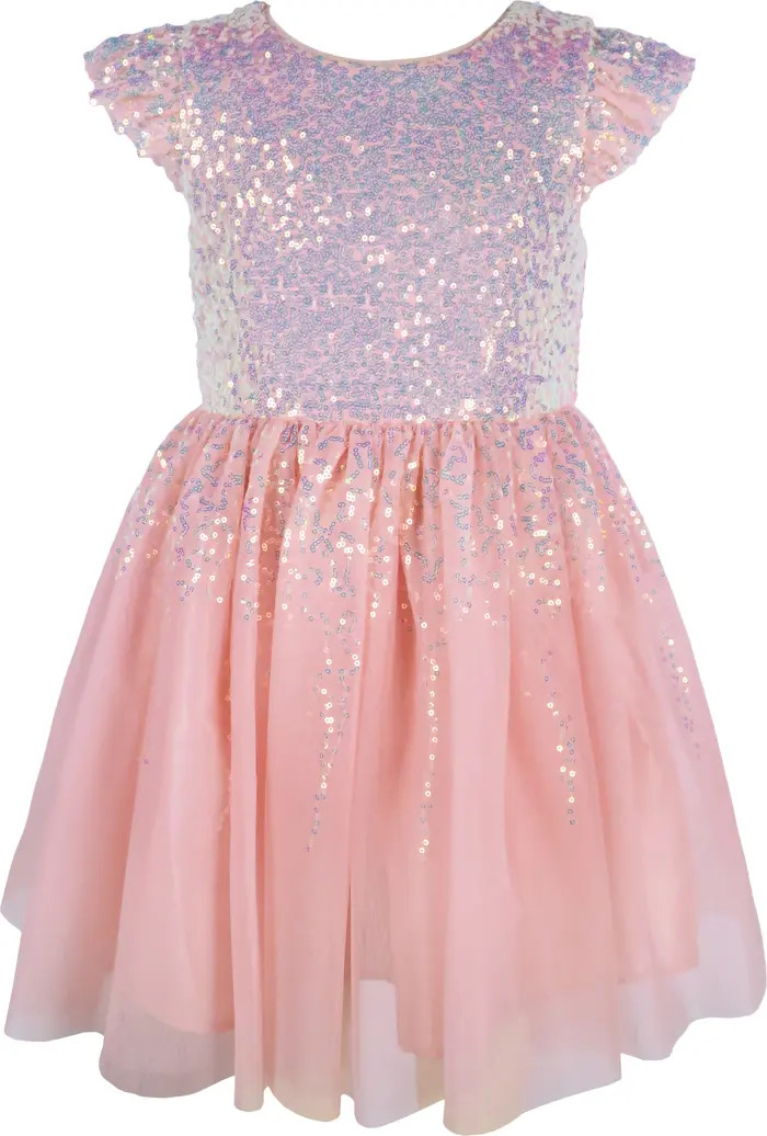 Zunie Kids' Sequin Flutter Sleeve Party Dress | Nordstrom | Nordstrom
