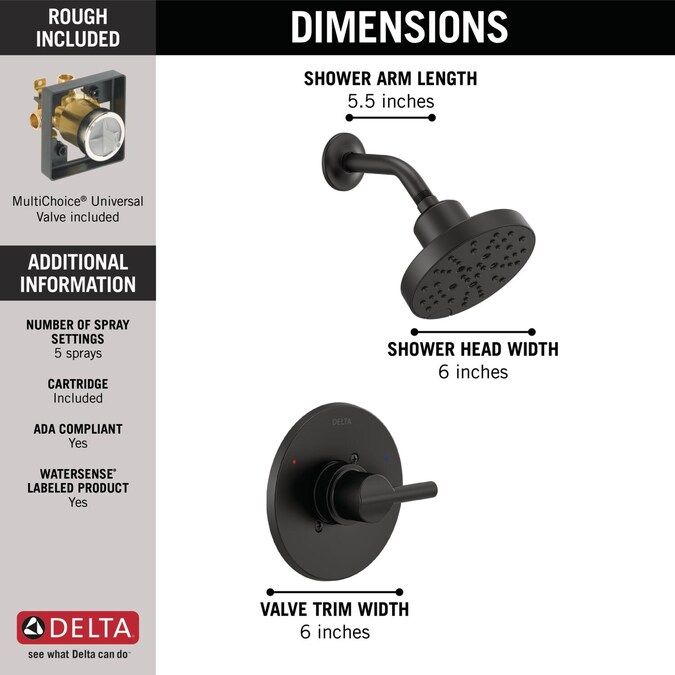 Delta Nicoli Matte Black 1-Handle Shower Faucet with Valve Lowes.com | Lowe's