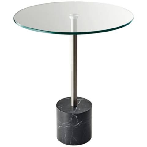 Blythe 17 3/4" Wide Round End Table with Black Marble Base - #11V82 | Lamps Plus | Lamps Plus