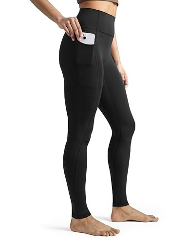 Colorfulkoala Dreamlux No Front Seam Full-Length Leggings with Pockets for Women 28" Inseam, High Waisted Buttery Soft Yoga Pants (XXL, Black) | Amazon (US)