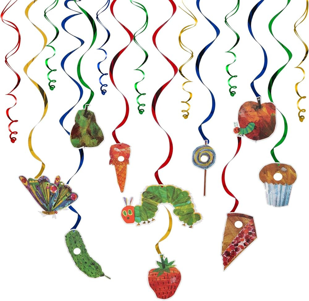 LINGTEER The Very Hungry Insects Cartoon Little Green Caterpillar Butterfly Swirls Streamers - 20... | Amazon (US)