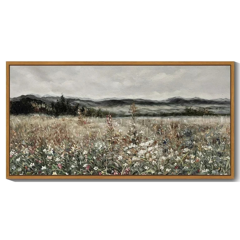 Drsoum 20x40in Natural Framed Vintage Landscape Large Canvas Wall Art Prairie in Full Bloom Class... | Walmart (US)