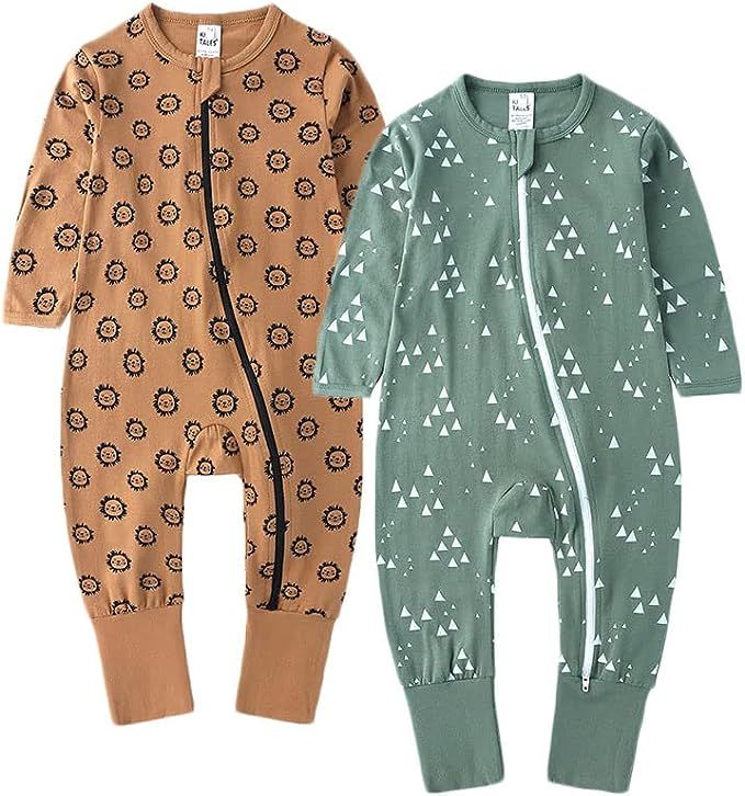 BeiVSlley Infant Baby Boys Girls 2-Way Zip Front Cartoon Print Jumpsuit Romper Toddler Footless L... | Amazon (US)