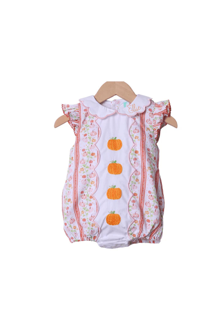 Floral Pumpkins Flutter Sleeve Bubble | The Smocked Flamingo