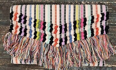 Stella & Dot Taj Clutch Colorful Fringe Purse Woven Bohemian Envelope Purse | eBay US