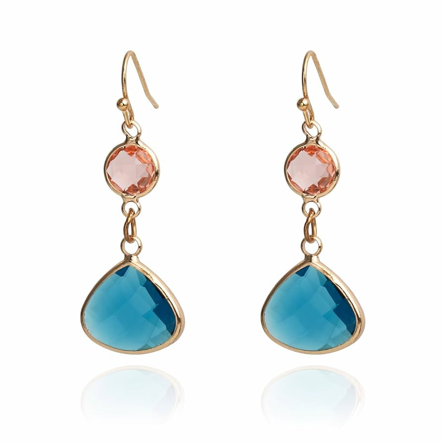 Sapphire Blue Topaz Dangle Earrings for Women Handmade Aquamarine Gold Plated Drop Earrings | Amazon (CA)
