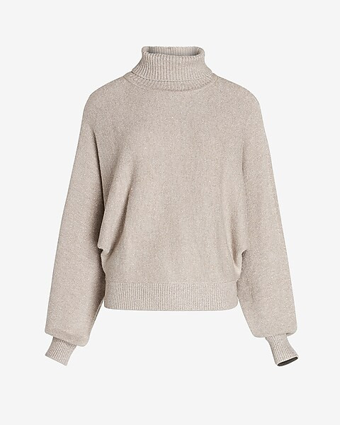 Metallic Dolman Sleeve Turtleneck Sweater | Express