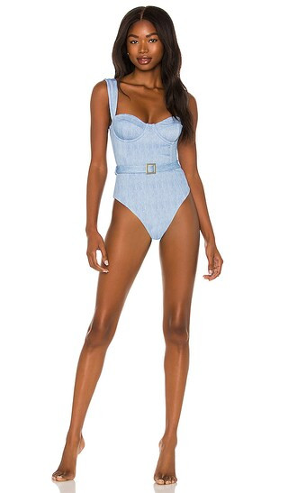 Vintage Danielle One Piece in Denim Texture Light Wash | Revolve Clothing (Global)