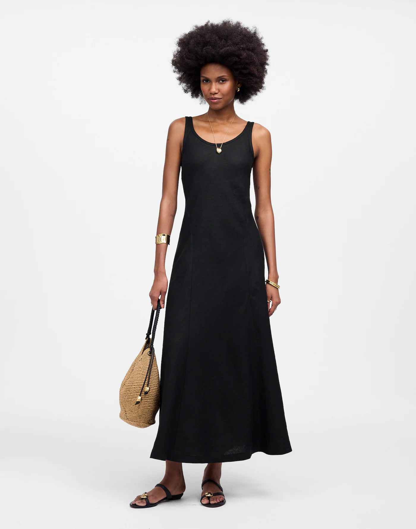 Scoopneck Sleeveless Midi Dress in 100% Linen | Madewell