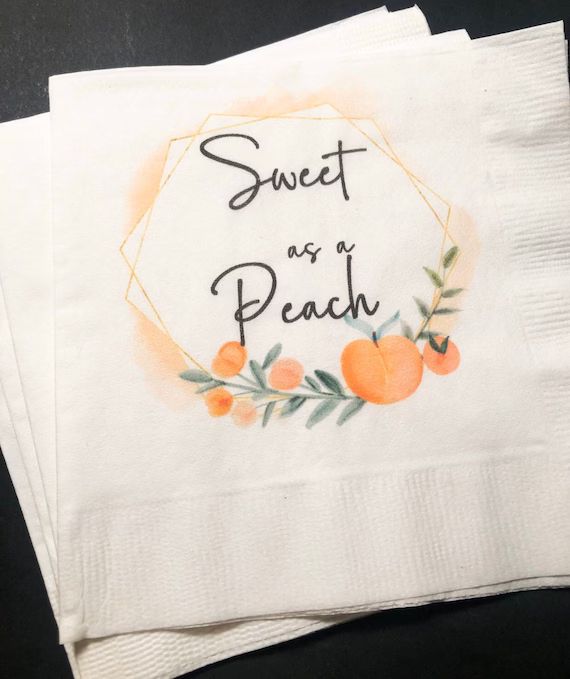Peach Sweet as a Peach Baby Shower Spring Summer Birthday Shower Cocktail Napkins, Set of 25 | Etsy (US)