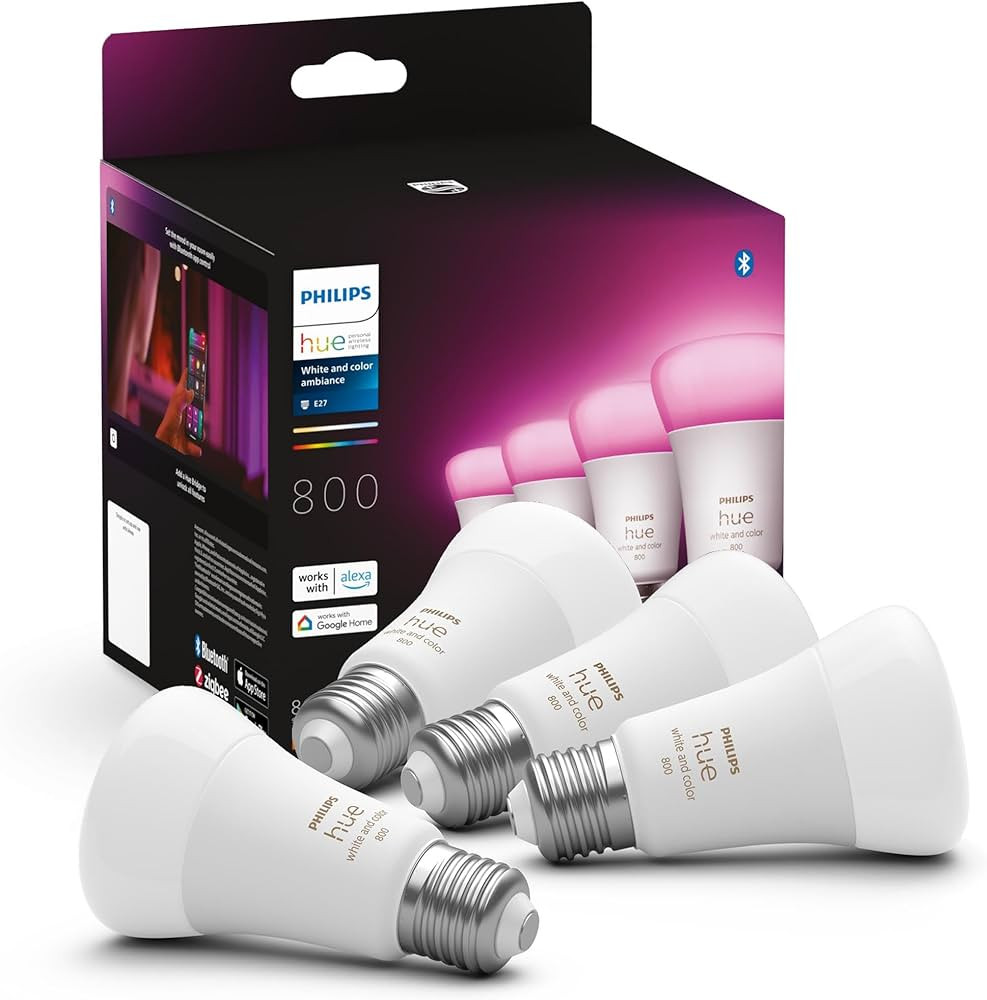 Philips Hue White & Color Ambiance E27 LED Leuchten 4-er Pack, dimmbare LED Lampen für das Hue L... | Amazon (DE)