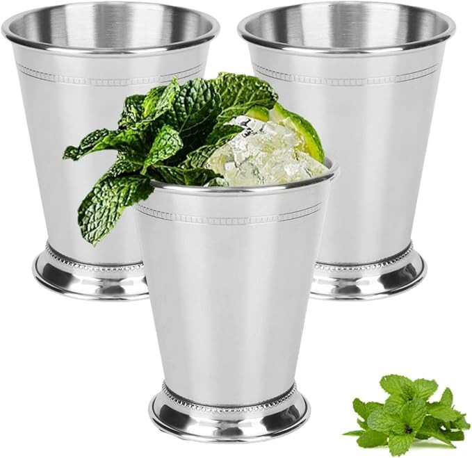 3PCS 13.5oz/400ml Mint Julep Cups, Stainless Steel Wine Cups, Unbreakable Metal Drinking Tumblers... | Amazon (UK)