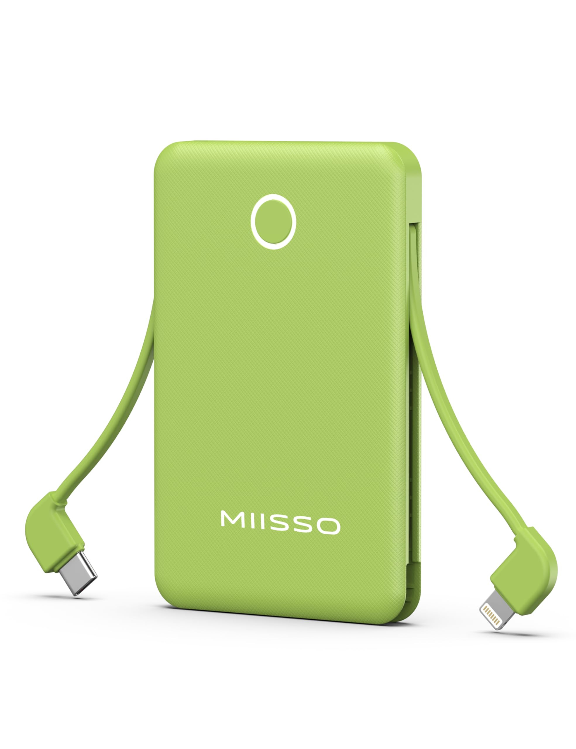 miisso 6000mah Ultra Slim Built in Cables Power Bank, Card Size Built in USB C Cords Battery Pack... | Amazon (US)
