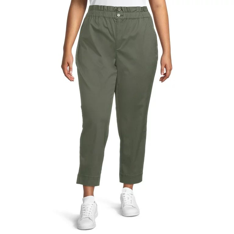 Terra & Sky Women's Plus Size High Rise Paperbag Pants | Walmart (US)
