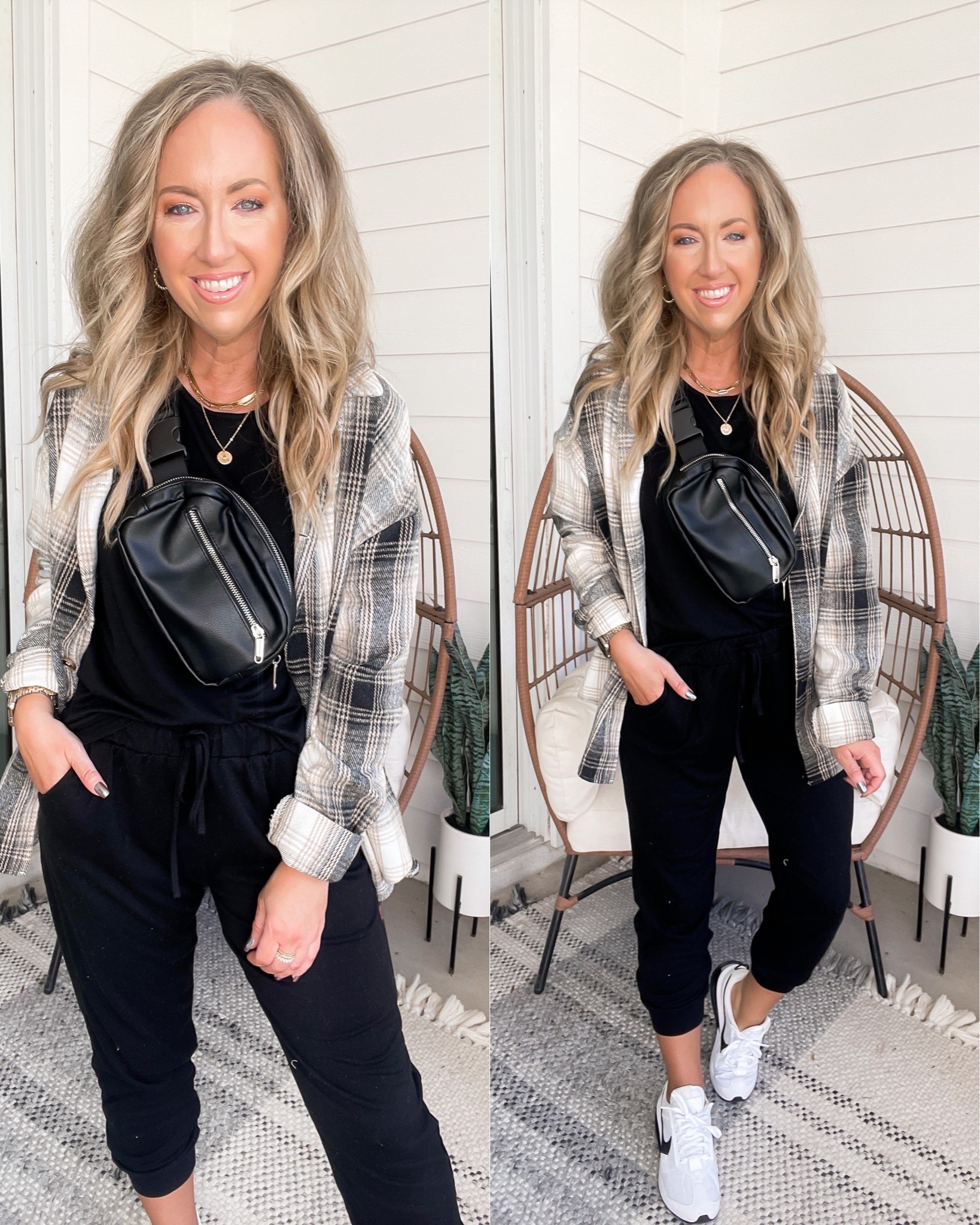 Amazon fashion amazon finds two piece lounge set loungewear plaid shacket both size small fall fashion fall outfits white Nike sneakers 

#LTKunder50 #LTKSeasonal