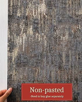Matte Thick Textured Wallpaper Distressed Charcoal Gold Blue Wall Covering Industrial Style Non-W... | Amazon (US)