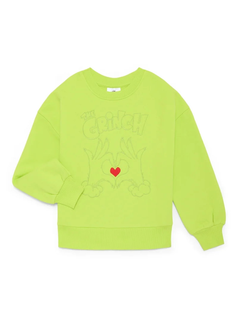 Dr. Seuss Grinch Girls Graphic Fleece Sweatshirt, Sizes 4-16 | Walmart (US)