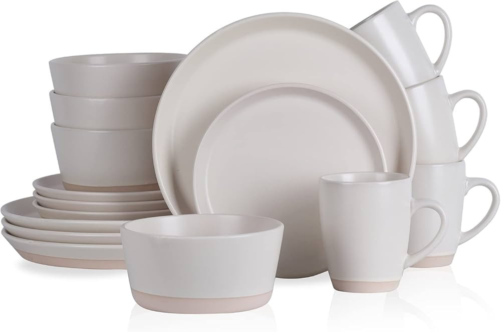 Amazon.com | Stone Lain Jules Modern Stoneware 16-Piece Round Dinnerware Set, Plates and Bowls Se... | Amazon (US)
